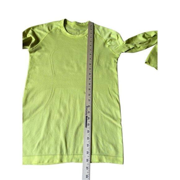 Lululemon Swiftly Tech Long Sleeve Shirt size 8 Heathered Split Pea Neon Green Y - Picture 7 of 11